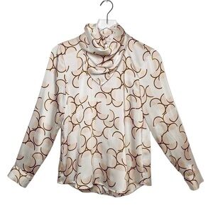 Zara Ecru Satin Effect Button Back Handkerchief Neckline Women’s Blouse Sz XS